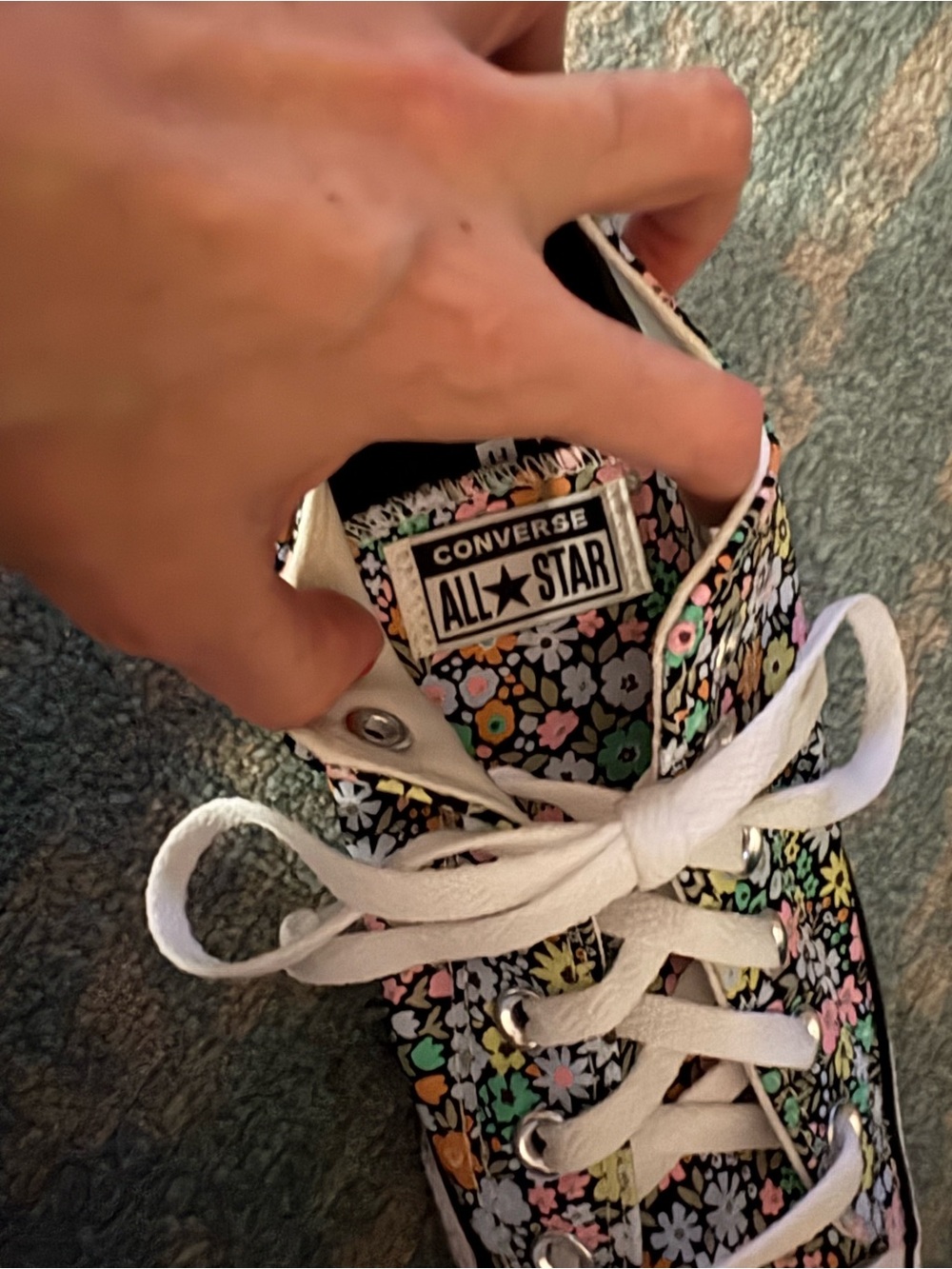 NWOT Converse All Star Floral Low Top Sneakers - Black with Multicolor Flowers - Picture 5 of 6